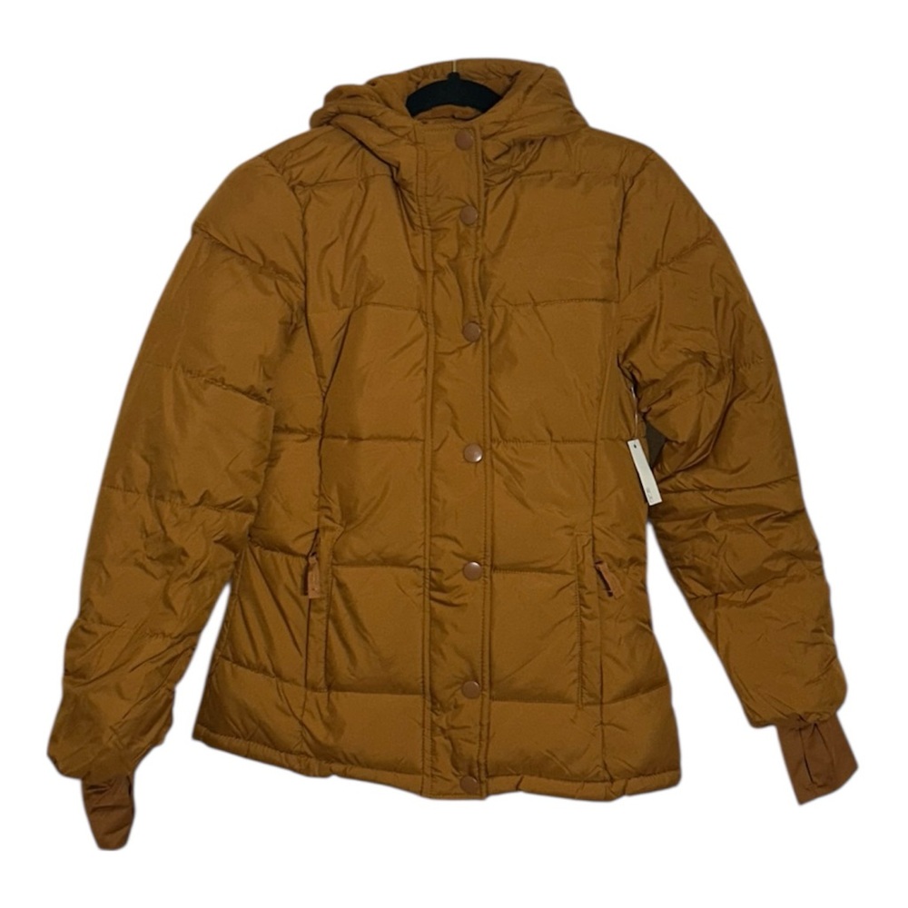 NWT Amazon Essentials Women's Heavyweight Hooded Puffer Coat Jacket Camel XS